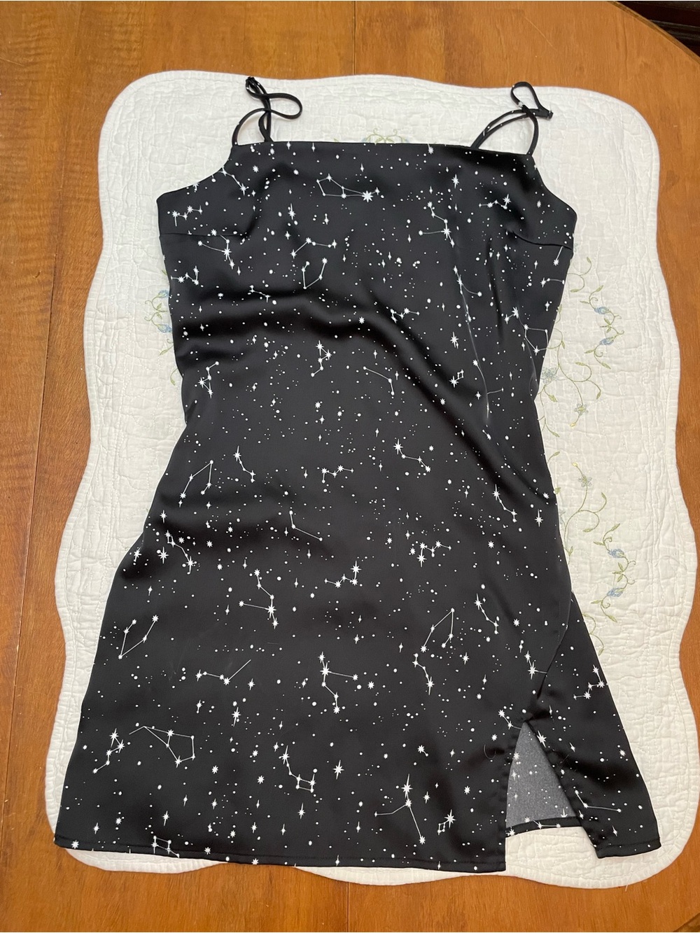 Garage Black Slip Dress with White Constellation Print